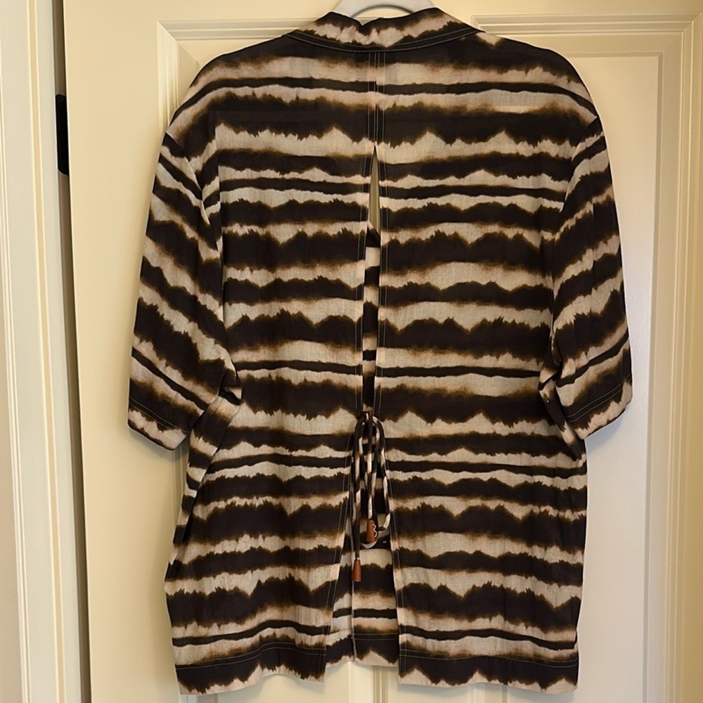 Nanushka Brown Tie-Dye Stripe Short Sleeve Shirt - Picture 10 of 11